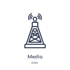 media icon from technology outline collection. Thin line media icon isolated on white background.