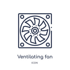 ventilating fan icon from technology outline collection. Thin line ventilating fan icon isolated on white background.