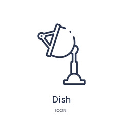 dish icon from technology outline collection. Thin line dish icon isolated on white background.