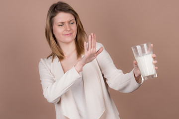 girl drinks milk and is happy