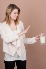 girl drinks milk and is happy