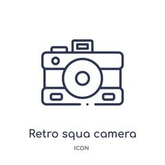 retro squa camera icon from technology outline collection. Thin line retro squa camera icon isolated on white background.