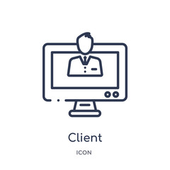 client icon from technology outline collection. Thin line client icon isolated on white background.