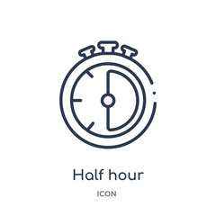 half hour icon from technology outline collection. Thin line half hour icon isolated on white background.