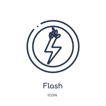 flash icon from technology outline collection. Thin line flash icon isolated on white background.