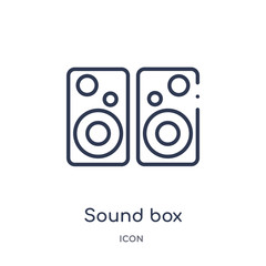 sound box icon from technology outline collection. Thin line sound box icon isolated on white background.