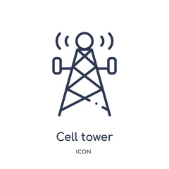 cell tower icon from technology outline collection. Thin line cell tower icon isolated on white background.