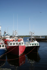 Fishing boats moored in Yarmouth, Nova Scotia, Canada.
