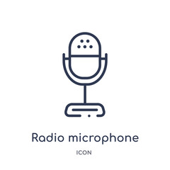 radio microphone icon from technology outline collection. Thin line radio microphone icon isolated on white background.