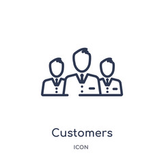customers icon from technology outline collection. Thin line customers icon isolated on white background.