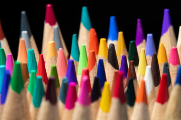 A set of colored pencils for drawing macro photography. © miami2you