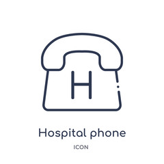 hospital phone icon from technology outline collection. Thin line hospital phone icon isolated on white background.