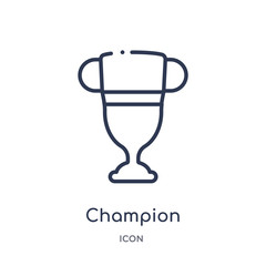 champion icon from sports and competition outline collection. Thin line champion icon isolated on white background.