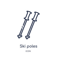 ski poles icon from sports and competition outline collection. Thin line ski poles icon isolated on white background.