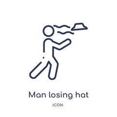 man losing hat icon from sports outline collection. Thin line man losing hat icon isolated on white background.