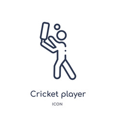 cricket player with bat icon from sports outline collection. Thin line cricket player with bat icon isolated on white background.