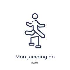 man jumping an obstacle icon from sports outline collection. Thin line man jumping an obstacle icon isolated on white background.