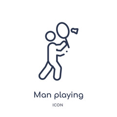 man playing badminton icon from sports outline collection. Thin line man playing badminton icon isolated on white background.