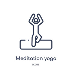 meditation yoga posture icon from sports outline collection. Thin line meditation yoga posture icon isolated on white background.