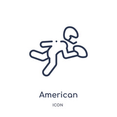 american football player picking the ball icon from sports outline collection. Thin line american football player picking the ball icon isolated on white background.