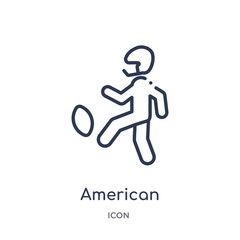 american football player kicking the ball icon from sports outline collection. Thin line american football player kicking the ball icon isolated on white background.