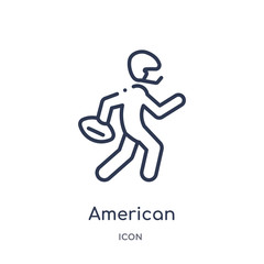 american football player running with the ball icon from sports outline collection. Thin line american football player running with the ball icon isolated on white background.