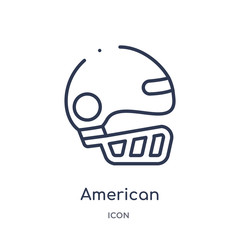 american football player helmet icon from sports outline collection. Thin line american football player helmet icon isolated on white background.