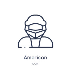 american football player icon from sports outline collection. Thin line american football player icon isolated on white background.
