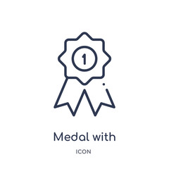 medal with number 1 icon from sports outline collection. Thin line medal with number 1 icon isolated on white background.