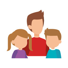 father with son and daughter characters