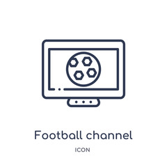 football channel icon from sports outline collection. Thin line football channel icon isolated on white background.