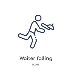 waiter falling icon from sports outline collection. Thin line waiter falling icon isolated on white background.