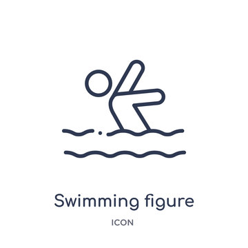 swimming figure icon from sports outline collection. Thin line swimming figure icon isolated on white background.