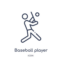 baseball player with bat icon from sports outline collection. Thin line baseball player with bat icon isolated on white background.