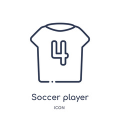soccer player number four icon from sports outline collection. Thin line soccer player number four icon isolated on white background.