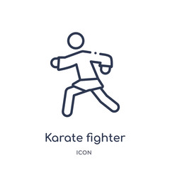 karate fighter icon from sports outline collection. Thin line karate fighter icon isolated on white background.