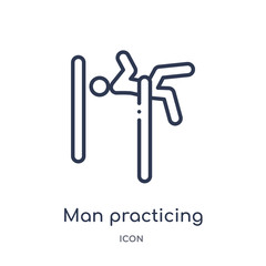 Obraz premium man practicing high jump icon from sports outline collection. Thin line man practicing high jump icon isolated on white background.