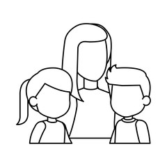 mother with daughter and son characters