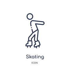 skating icon from sports outline collection. Thin line skating icon isolated on white background.