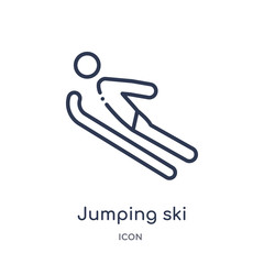 jumping ski icon from sports outline collection. Thin line jumping ski icon isolated on white background.