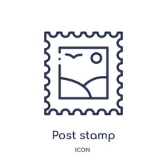 post stamp icon from social outline collection. Thin line post stamp icon isolated on white background.