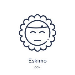eskimo icon from smileys outline collection. Thin line eskimo icon isolated on white background.