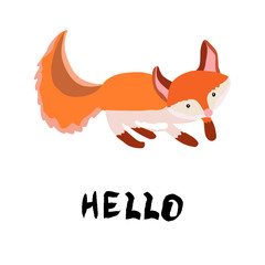 Cute ginger foxy cartoon character illustration.