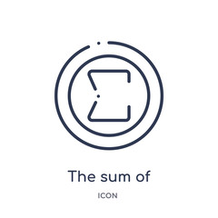 the sum of icon from signs outline collection. Thin line the sum of icon isolated on white background.