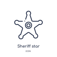sheriff star icon from signs outline collection. Thin line sheriff star icon isolated on white background.