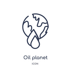 oil planet icon from signs outline collection. Thin line oil planet icon isolated on white background.
