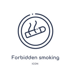 forbidden smoking icon from signs outline collection. Thin line forbidden smoking icon isolated on white background.