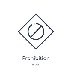 prohibition icon from signs outline collection. Thin line prohibition icon isolated on white background.