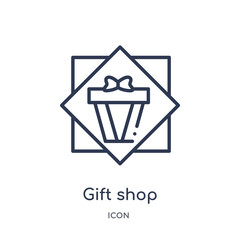 gift shop icon from signs outline collection. Thin line gift shop icon isolated on white background.