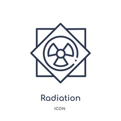 radiation icon from signs outline collection. Thin line radiation icon isolated on white background.
